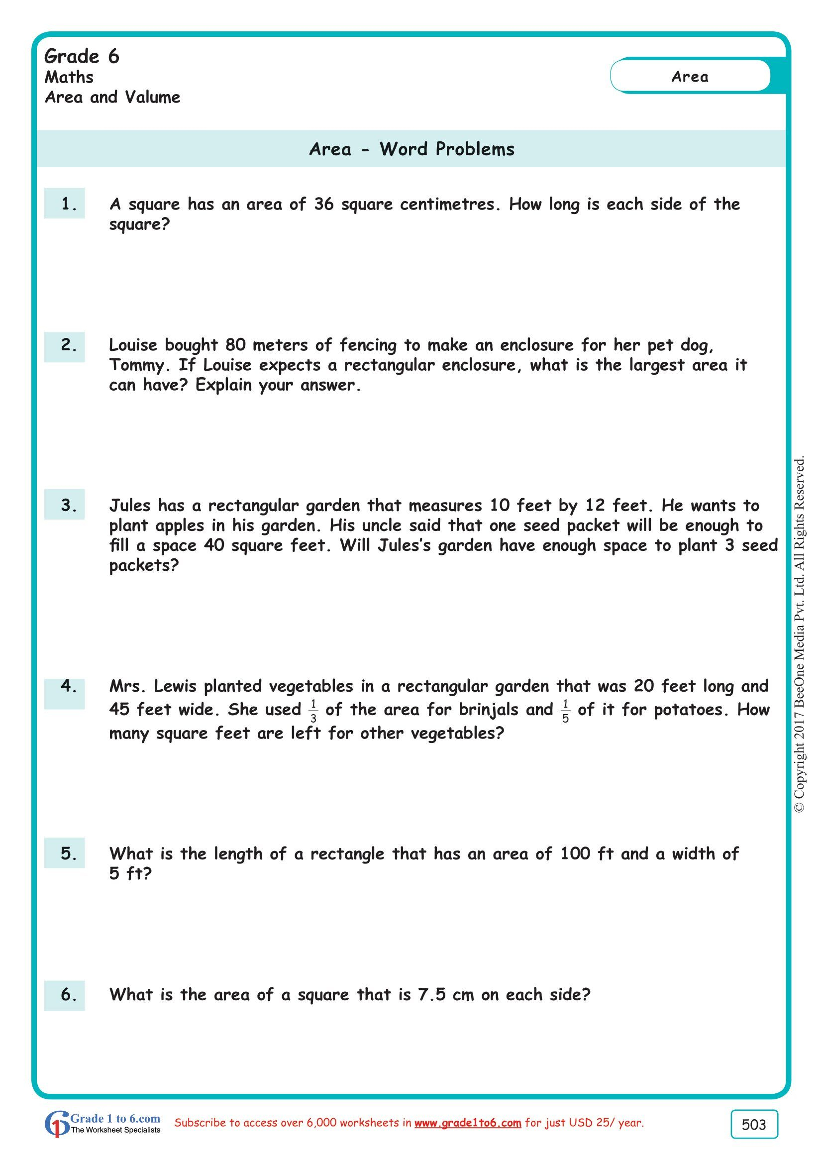 30 Area And Perimeter Worksheets For Grade 6