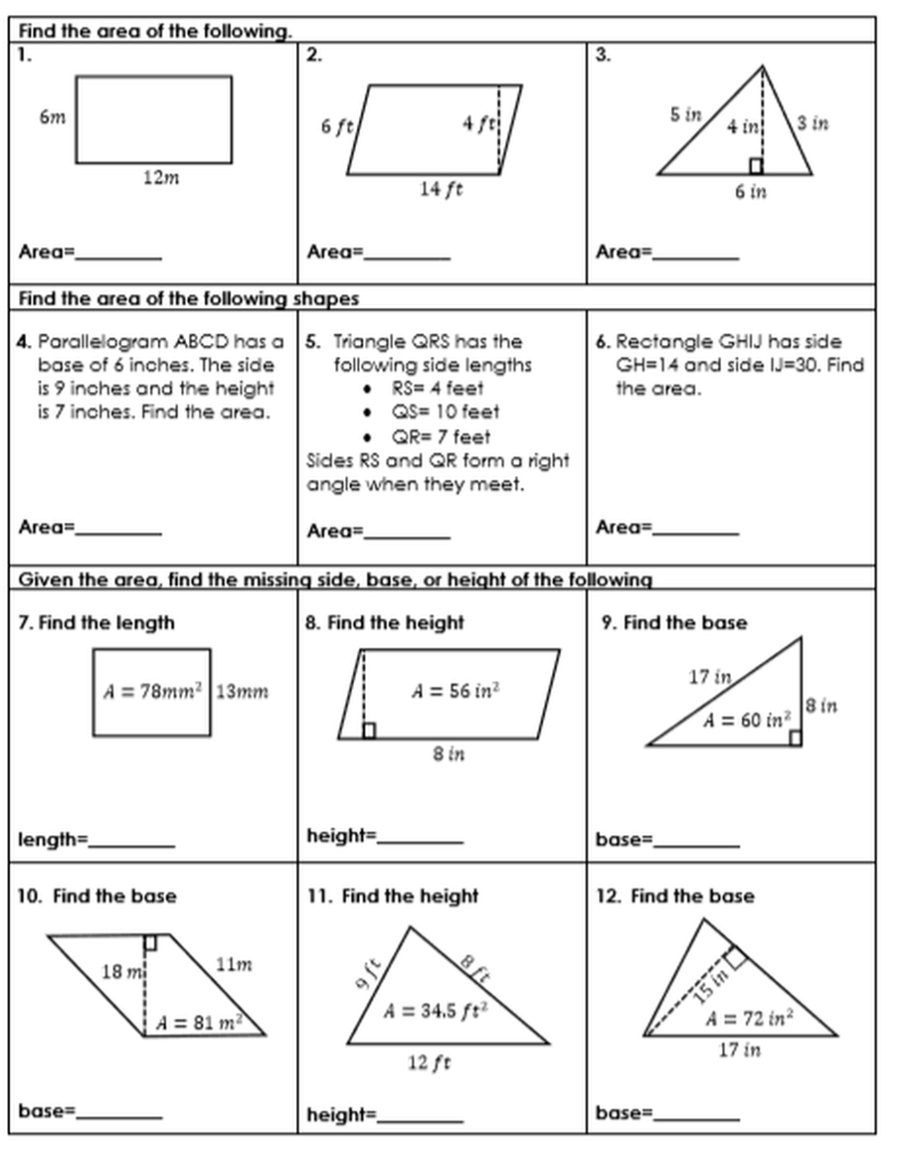 30 Area And Perimeter Worksheets For Grade 6