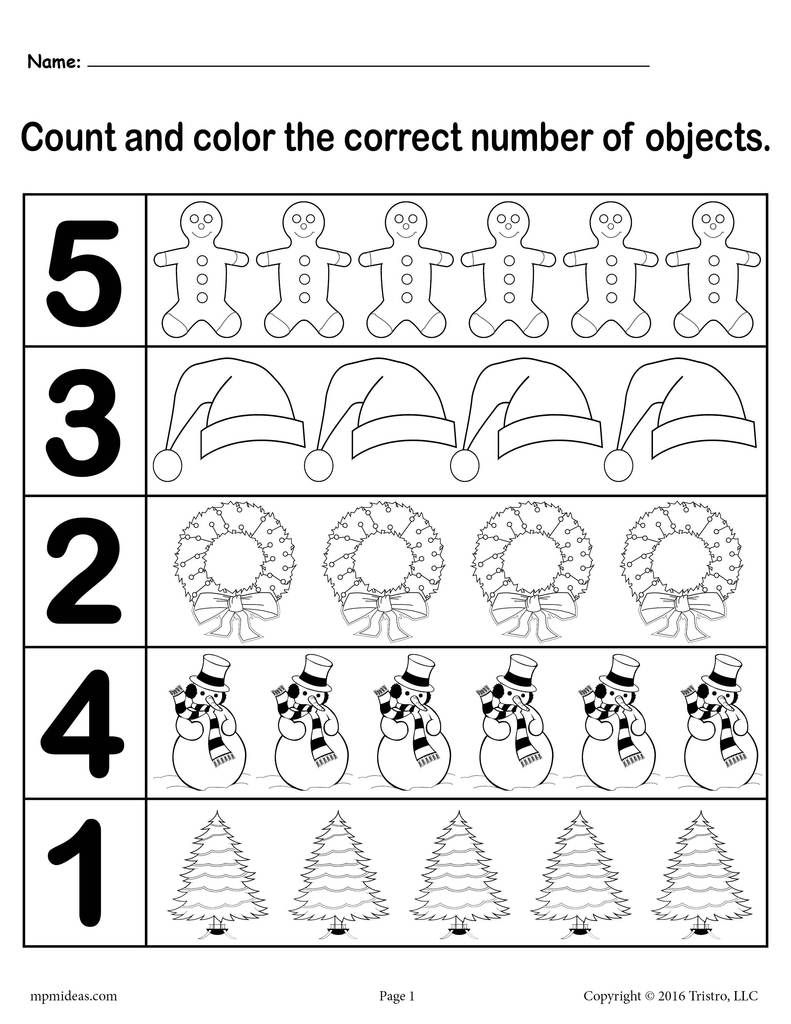 30 Christmas Preschool Math Worksheets