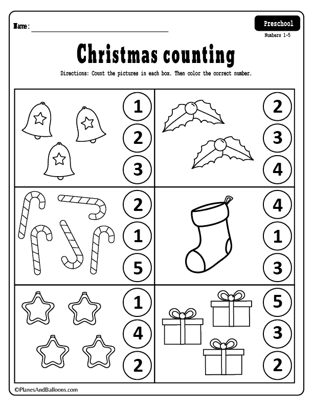 30 Christmas Preschool Math Worksheets