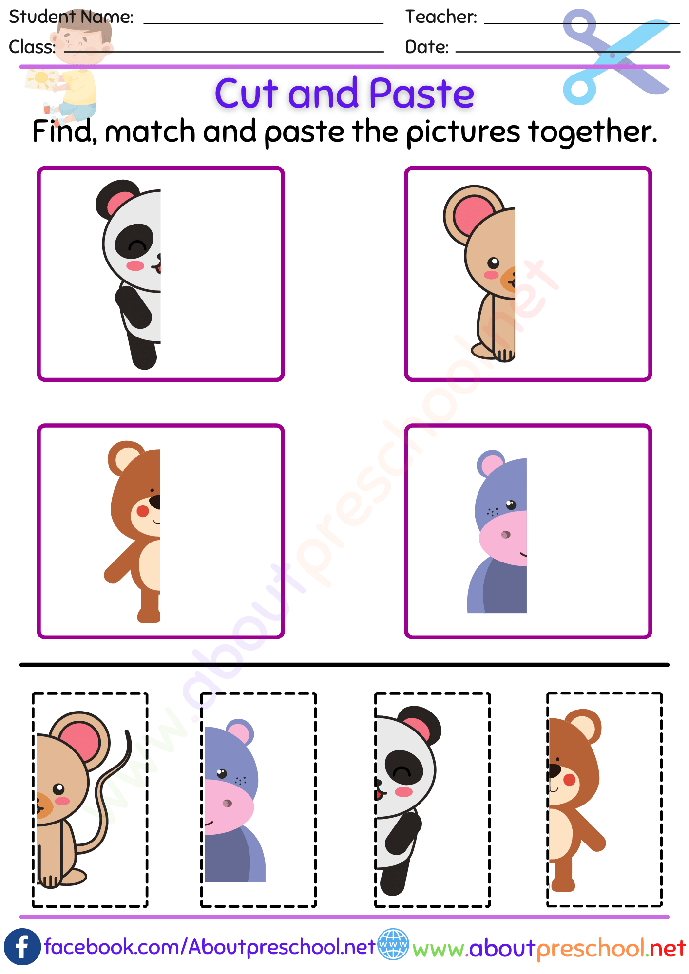 30 Cut And Paste Worksheets Colors
