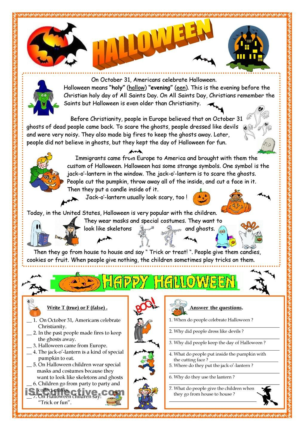 30 Free Printable Halloween Reading Worksheets For 1St Grade Literacy
