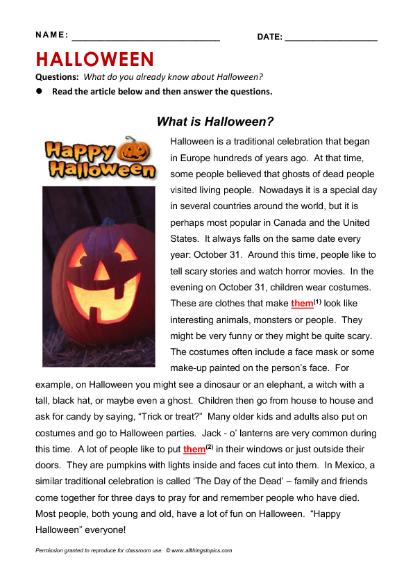 30 Free Printable Halloween Reading Worksheets For 1St Grade Literacy
