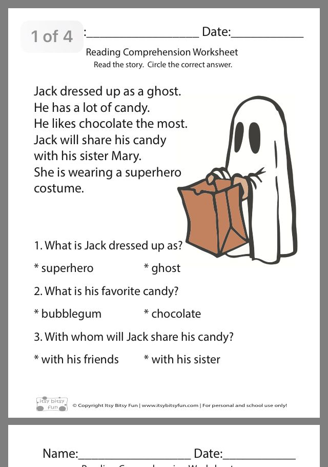 30 Free Printable Halloween Reading Worksheets For 1St Grade Literacy