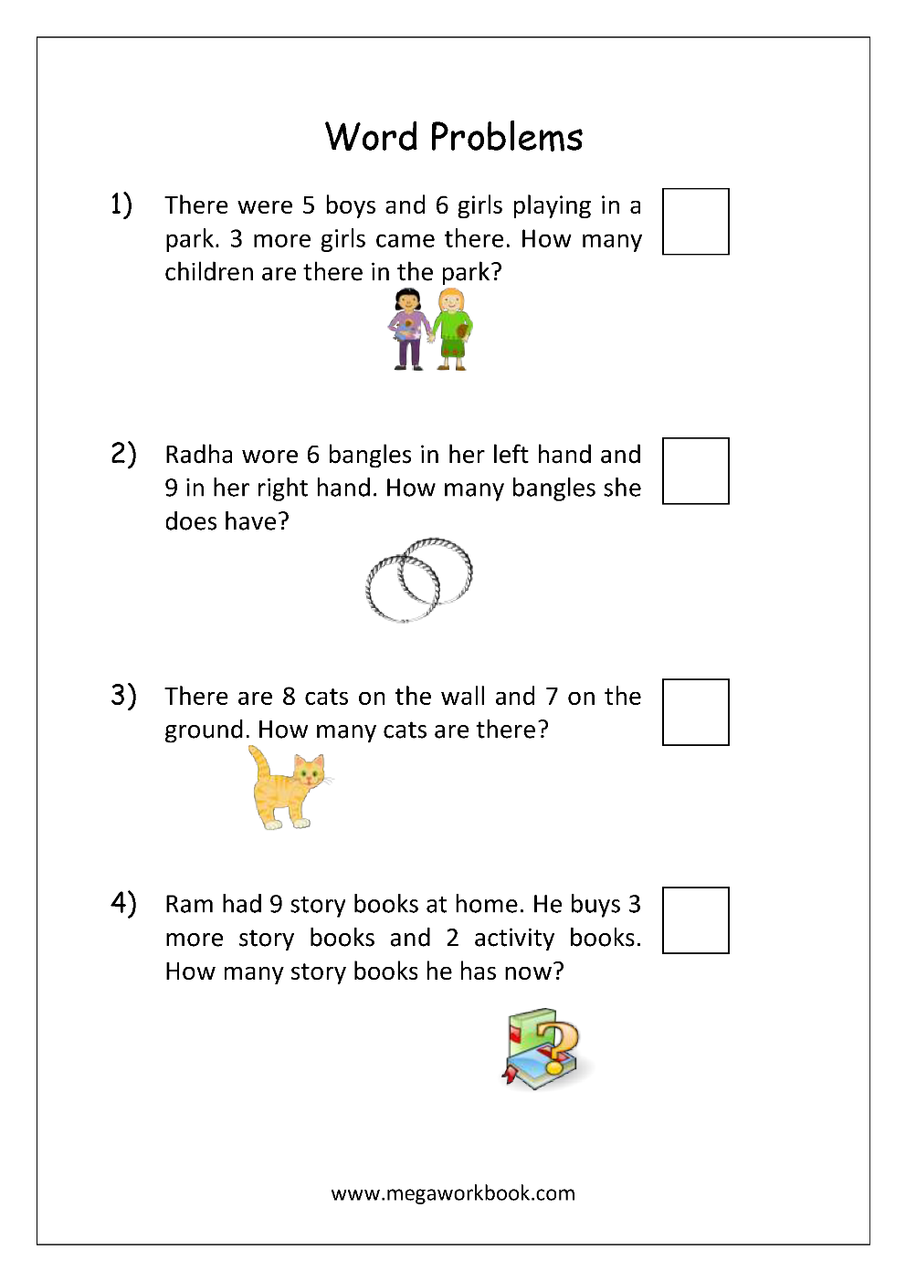 30 Kindergarten Math Worksheets Addition Word Problems 1