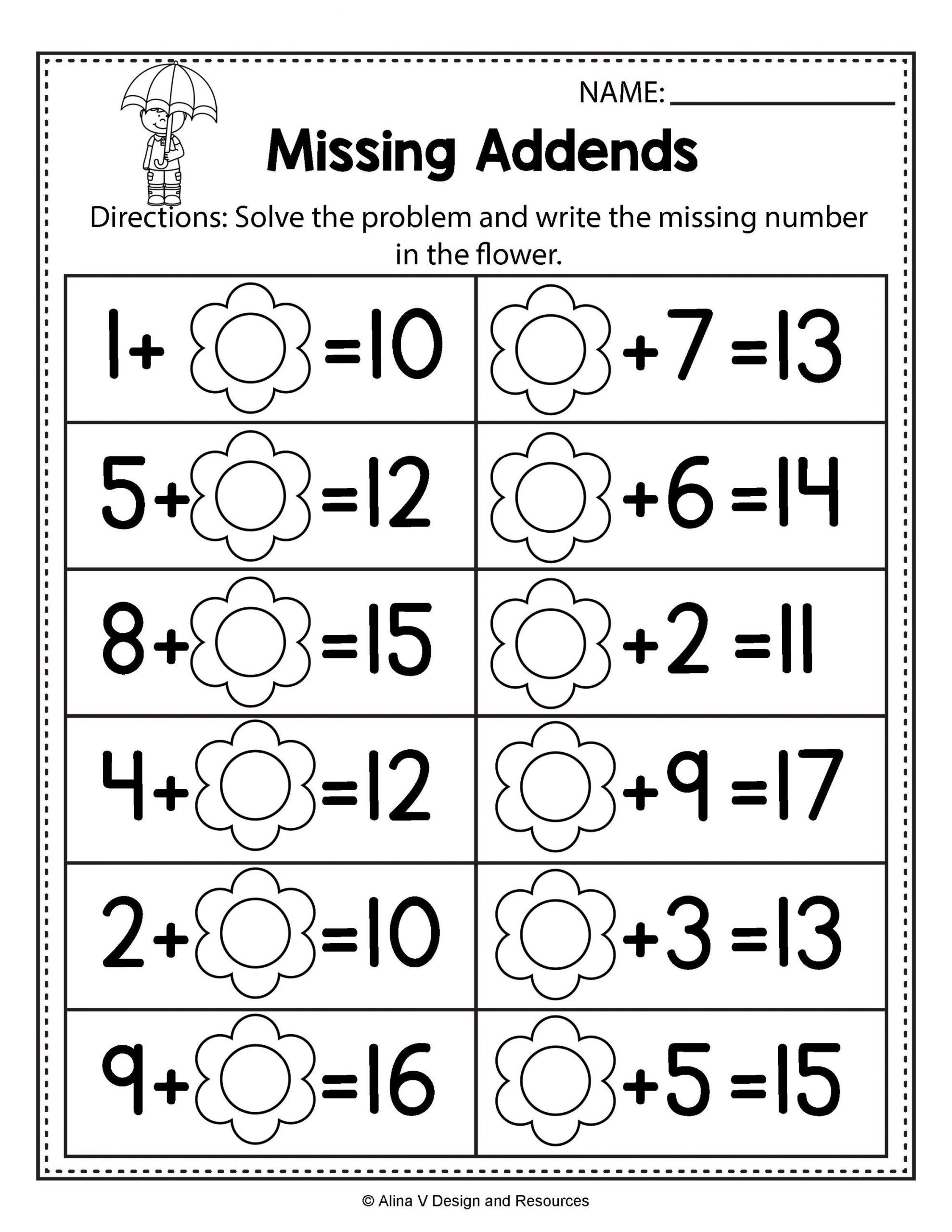 30 Kindergarten Math Worksheets Addition Word Problems 1