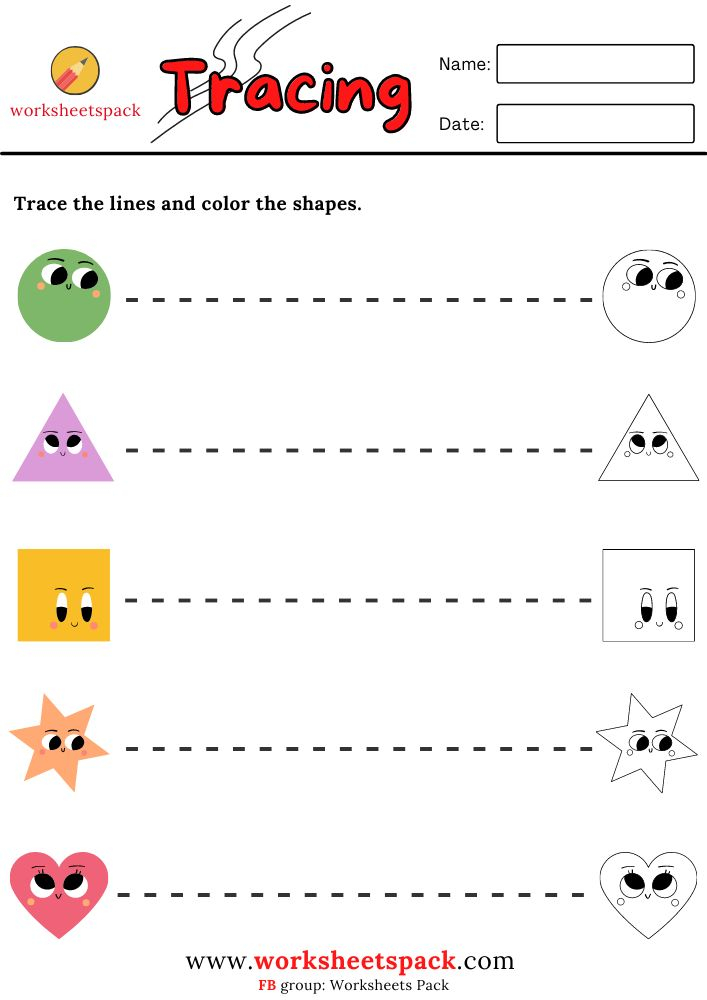 30 Kindergarten Worksheets Tracing Lines