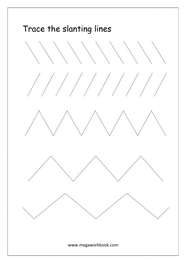 30 Kindergarten Worksheets Tracing Lines