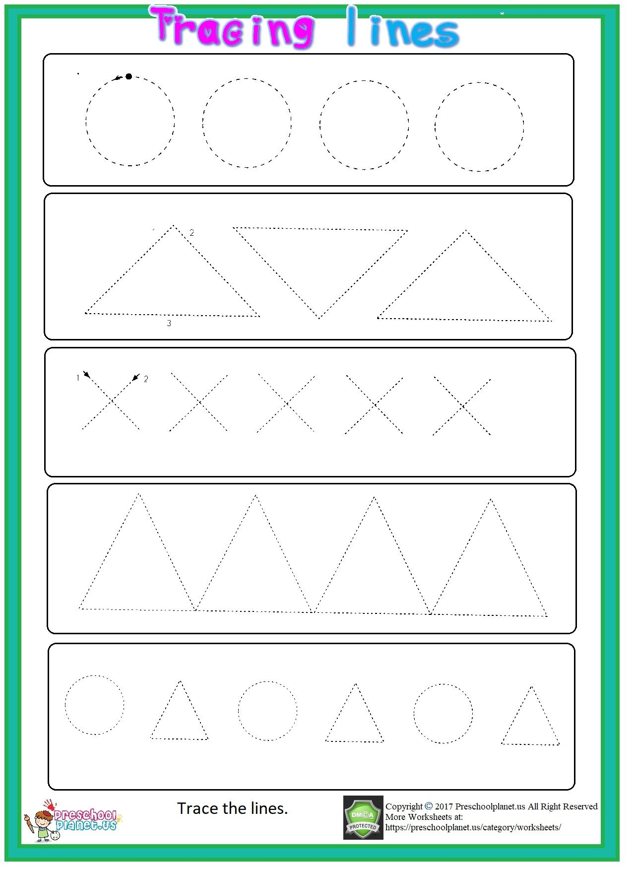 30 Line Tracing Worksheets For Kindergarten