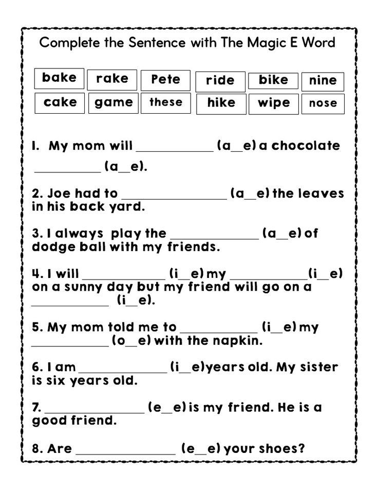 30 Magic E Worksheets For Kindergarten