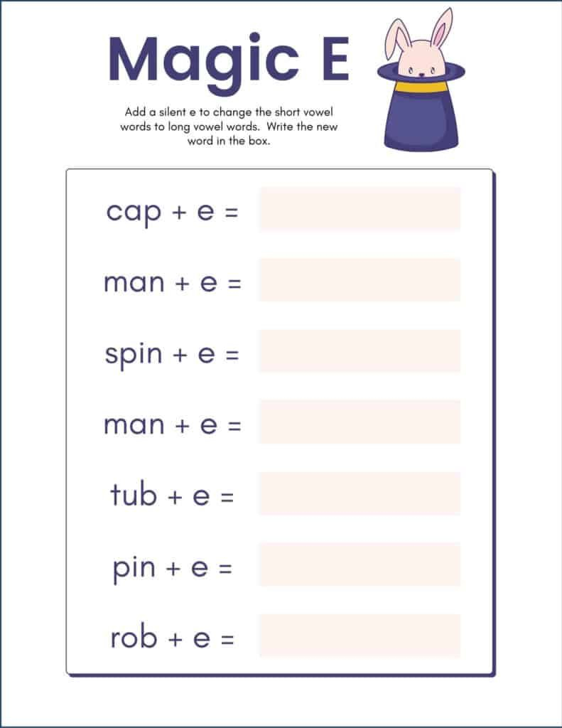 30 Magic E Worksheets For Kindergarten