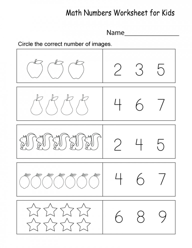 30 Math Worksheets For Kindergarten 1-30