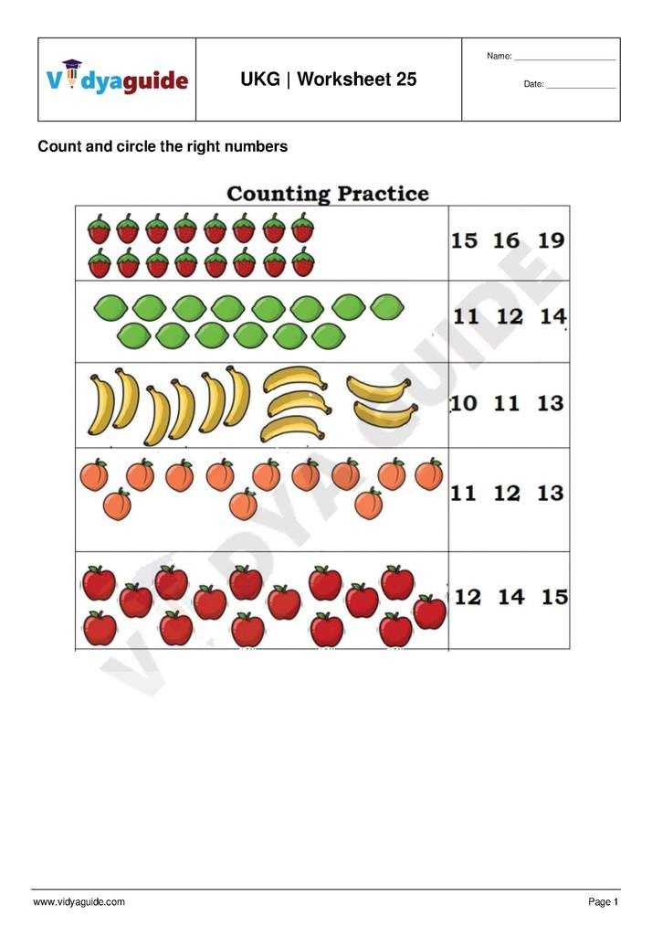 30 Math Worksheets For Ukg Kids