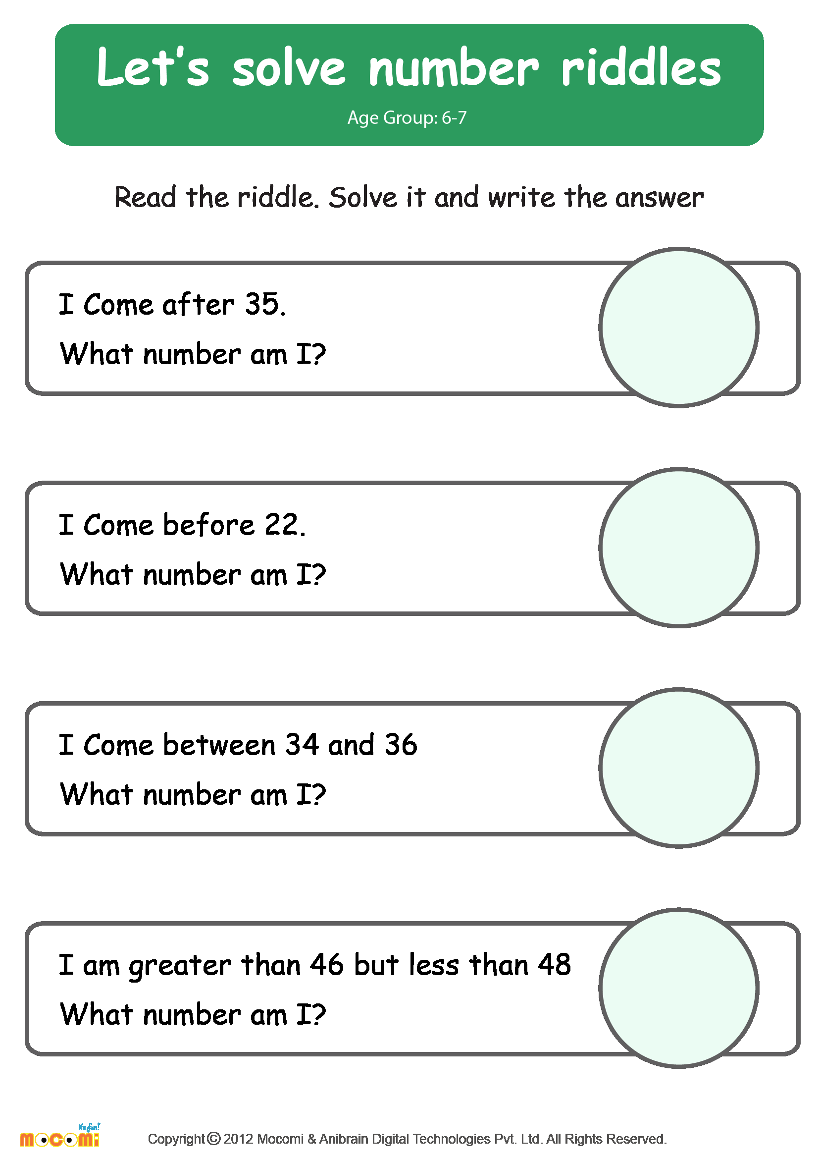 30 Math Worksheets With Riddles