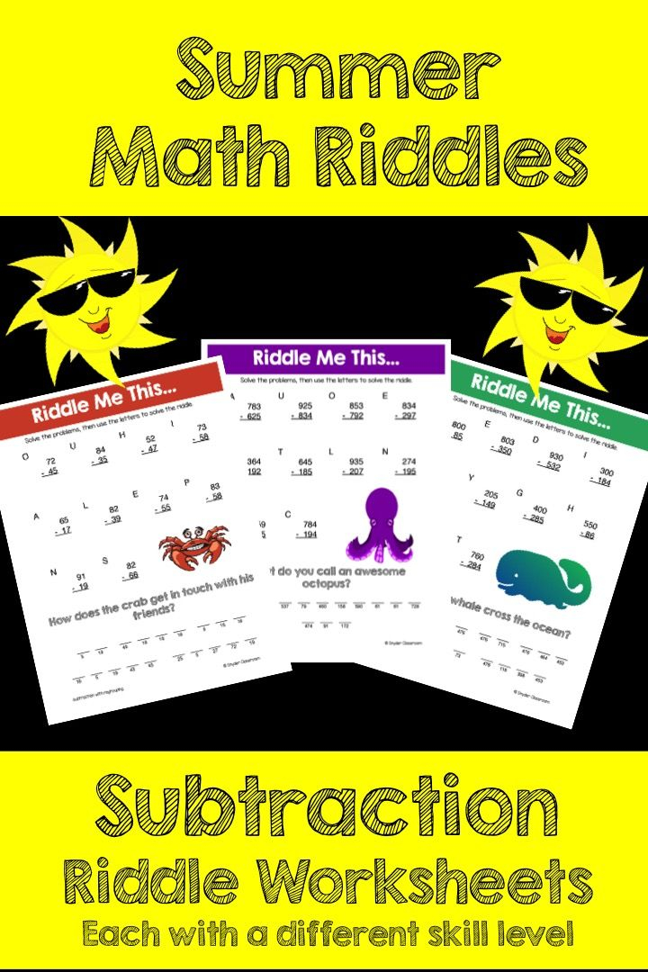 30 Math Worksheets With Riddles