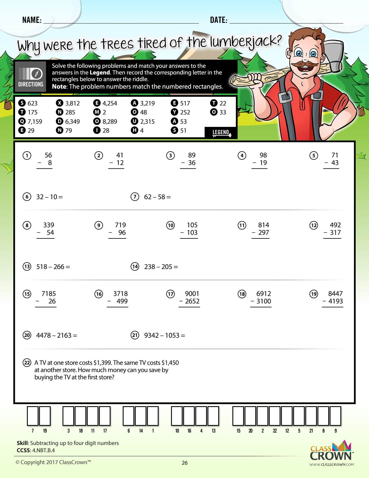 30 Math Worksheets With Riddles