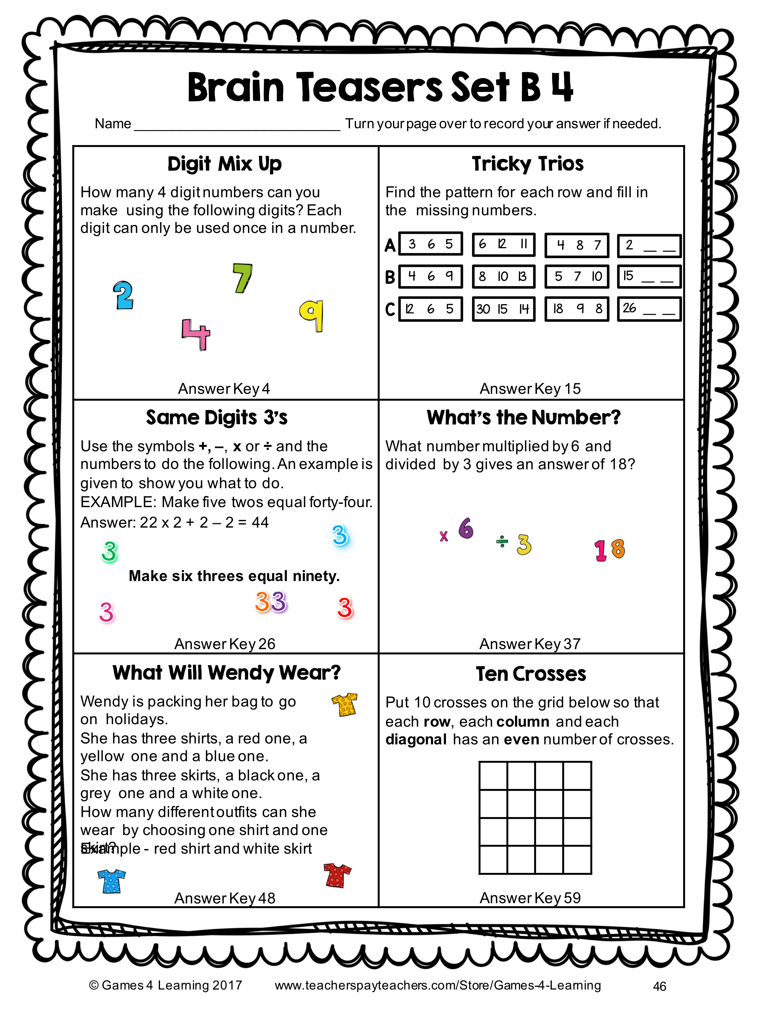 30 Math Worksheets With Riddles