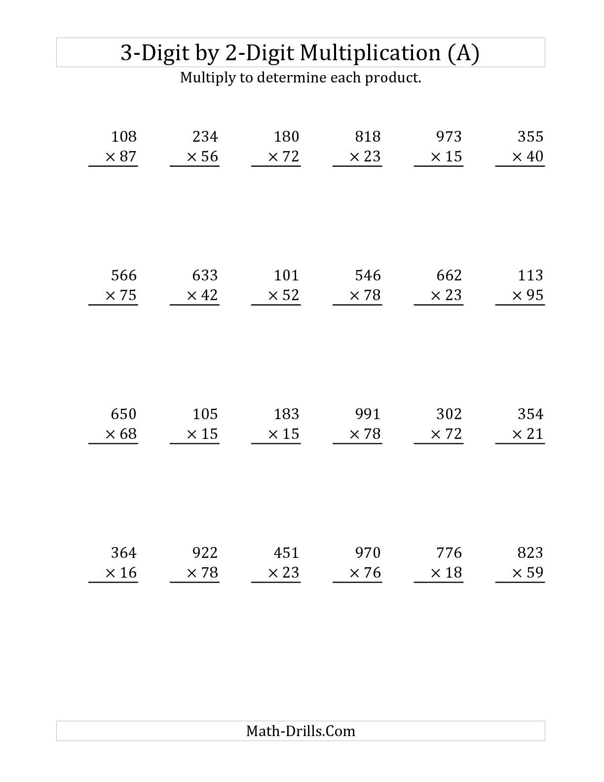 30 Multiplication Worksheets 3 Digits By 2 Digits