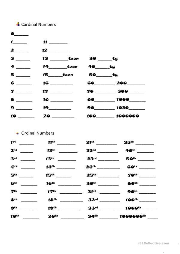 30 Ordinal And Cardinal Numbers Worksheets Kindergarten
