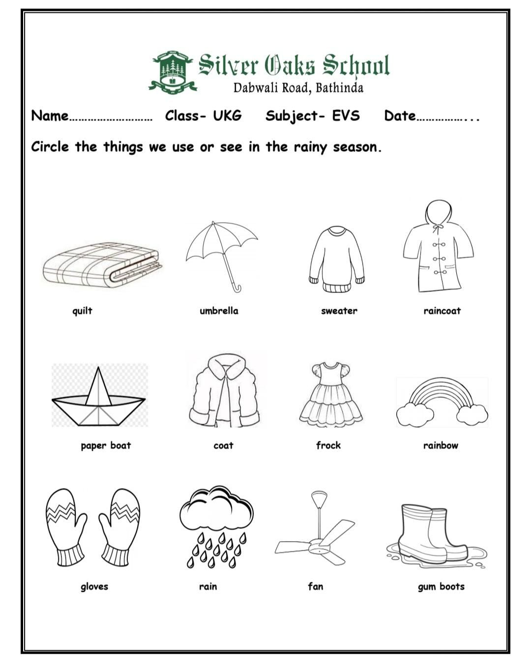 30 Rain Worksheets For Kindergarten