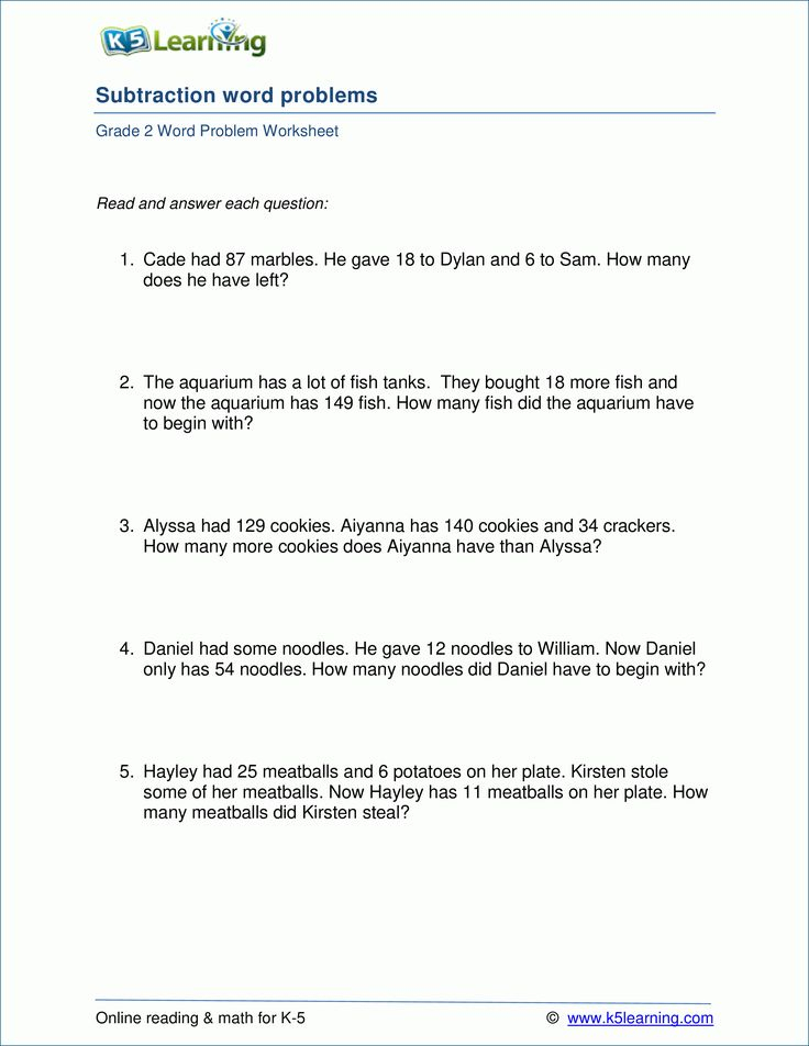 30 Subtraction Worksheets For Kindergarten Word Problems