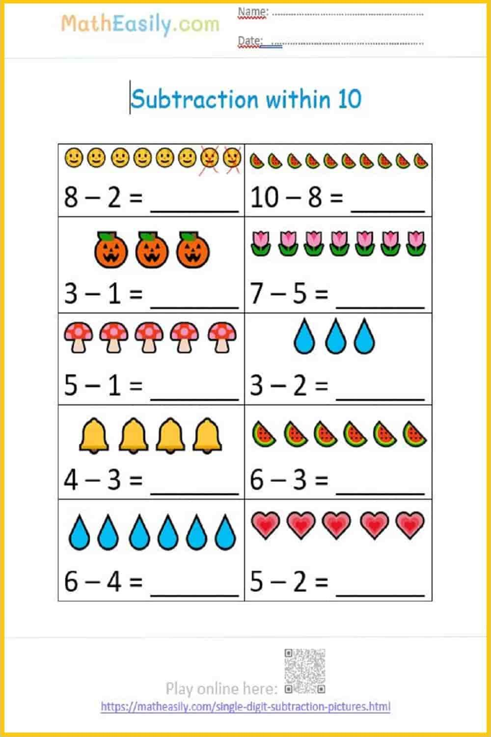 30 Subtraction Worksheets For Kindergarten Word Problems
