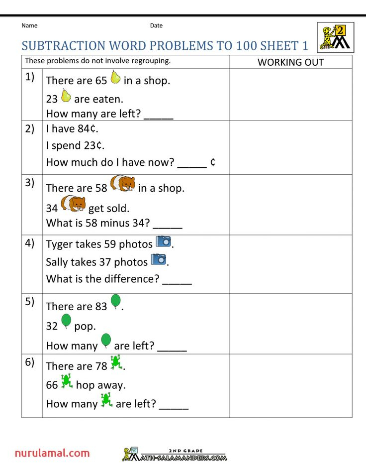 30 Subtraction Worksheets For Kindergarten Word Problems