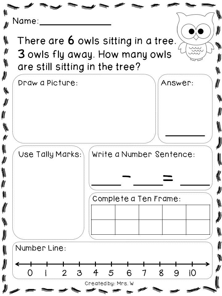 30 Subtraction Worksheets For Kindergarten Word Problems