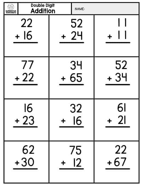 21 2 Digit Addition Worksheets Grade 1
