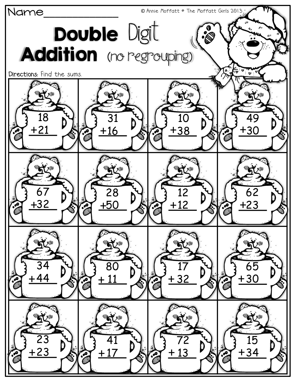21 2 Digit Addition Worksheets Grade 1