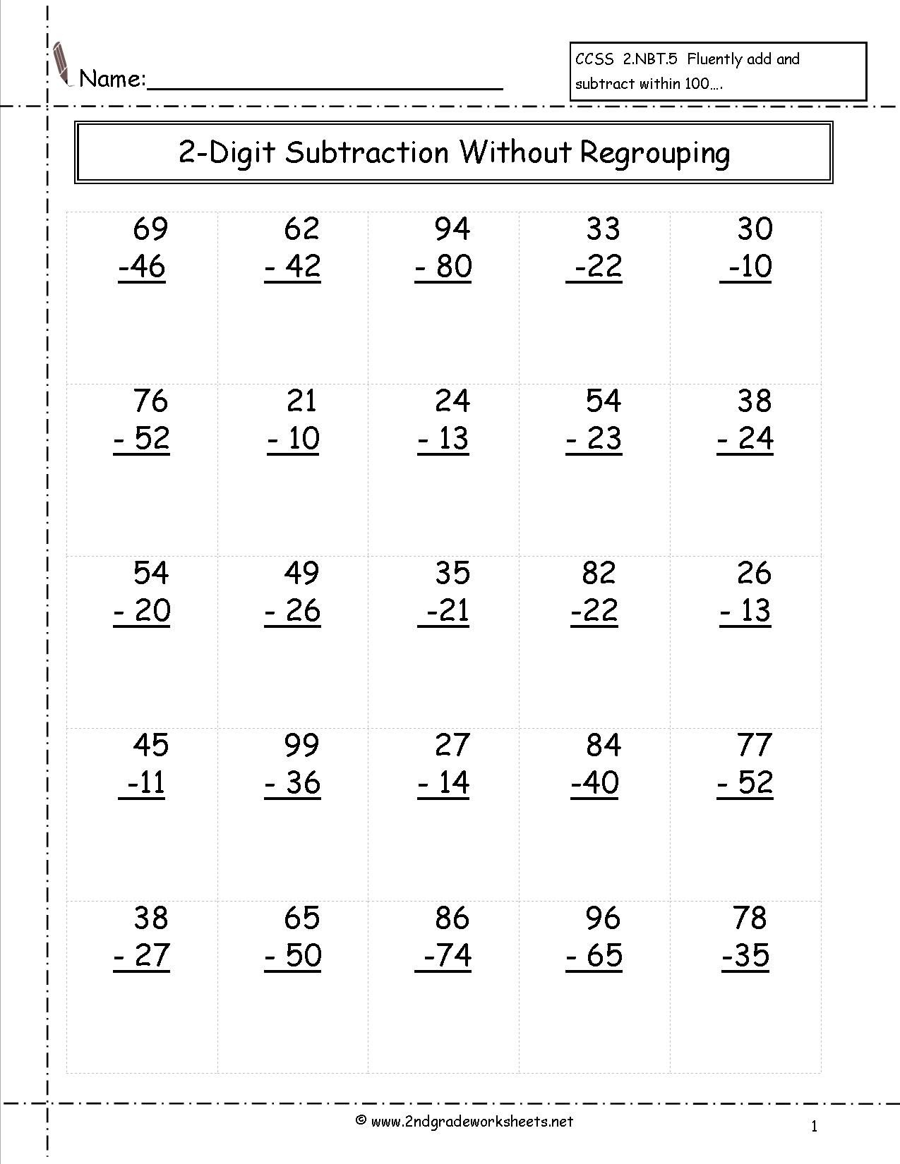 21 2 Digit Subtraction With Regrouping Free Math Worksheets