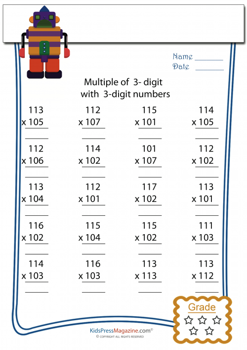 21 3Rd Grade Multiplication Worksheets 3 Digits