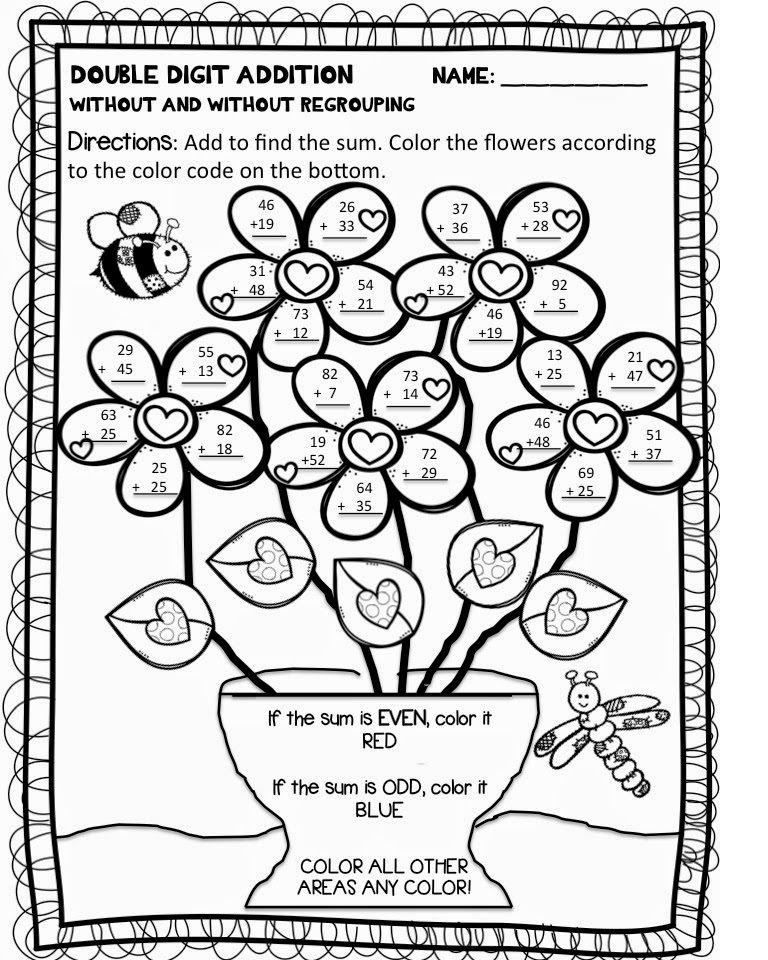 21 Addition Coloring Worksheets 2Nd Grade