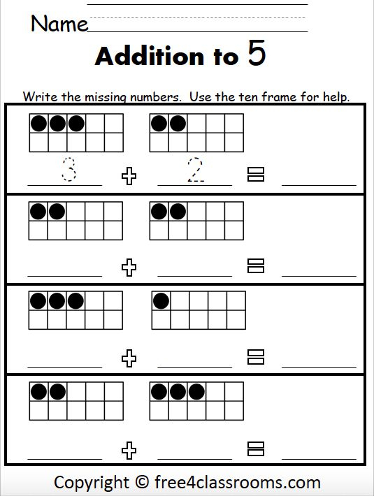 21 Addition To 5 Worksheets Kindergarten