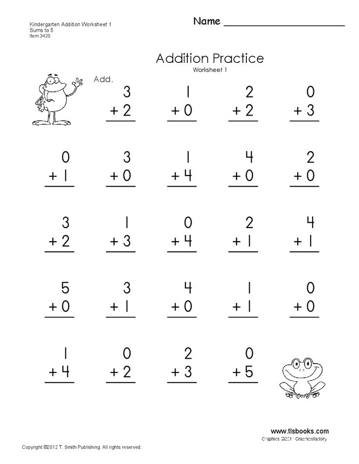 21 Addition To 5 Worksheets Kindergarten