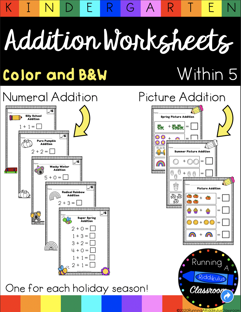 21 Addition To 5 Worksheets Kindergarten