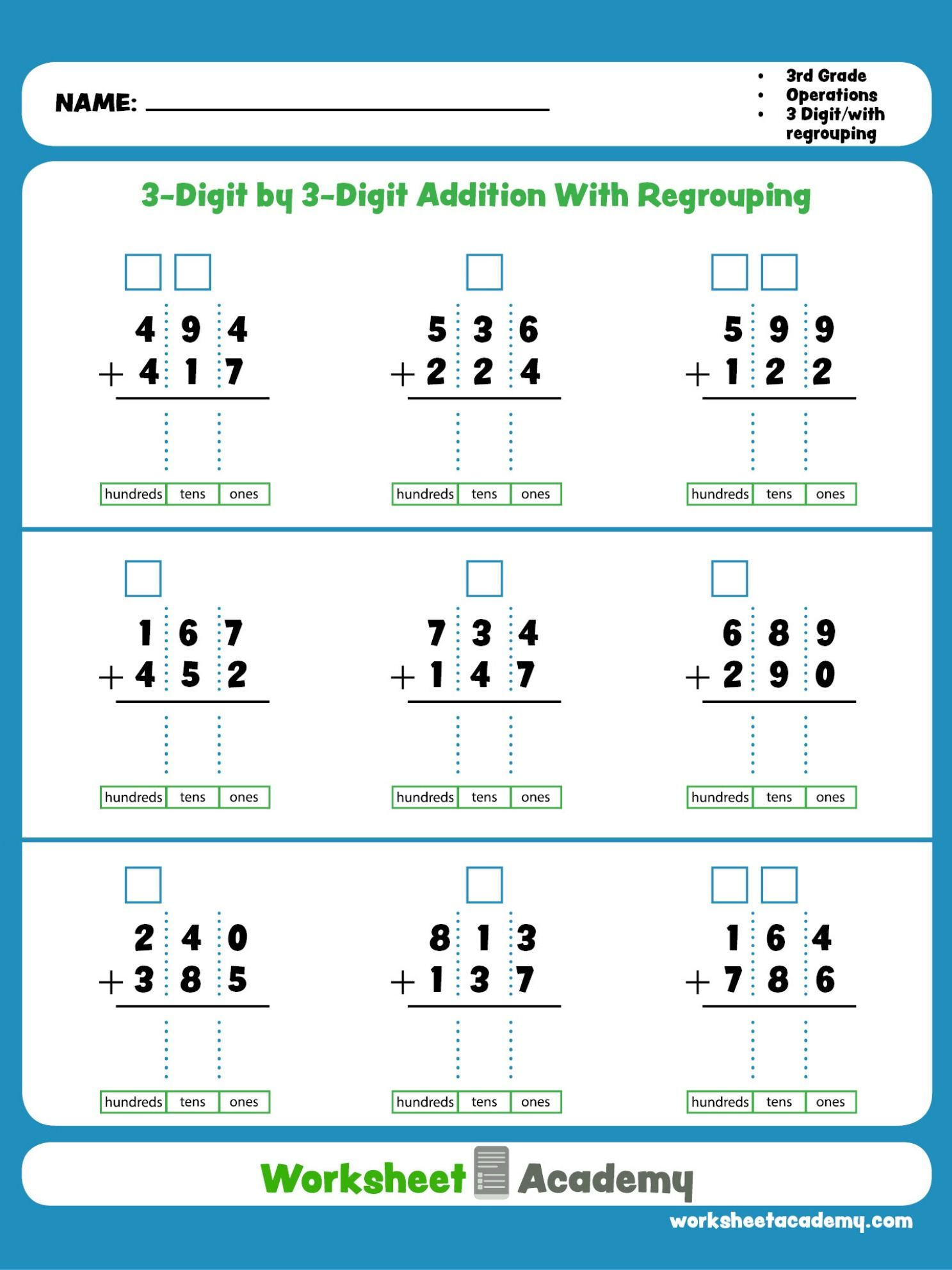 21 Addition Worksheets 3Rd Grade 2 Digit