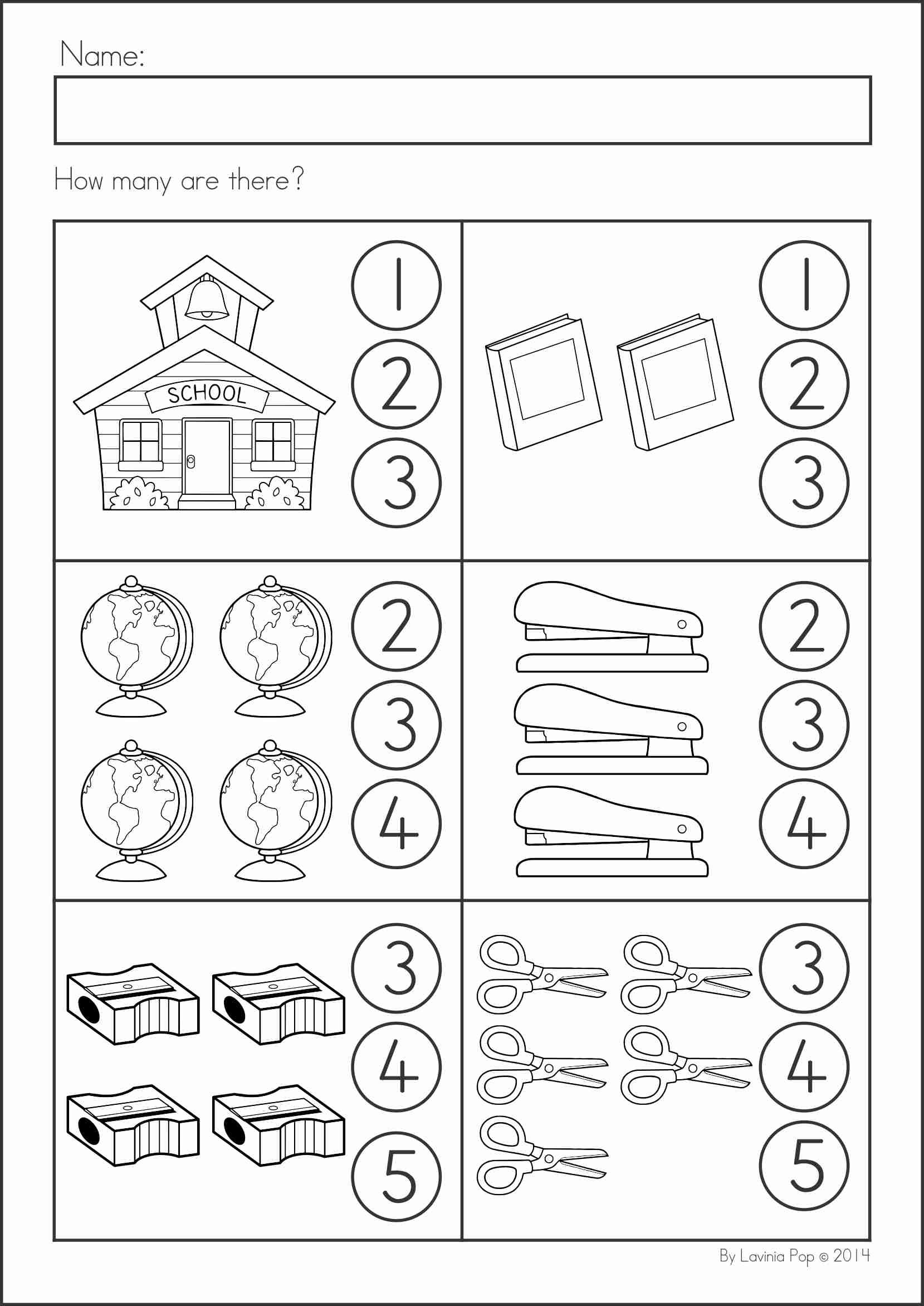 21 Back To School Math Worksheets Kindergarten