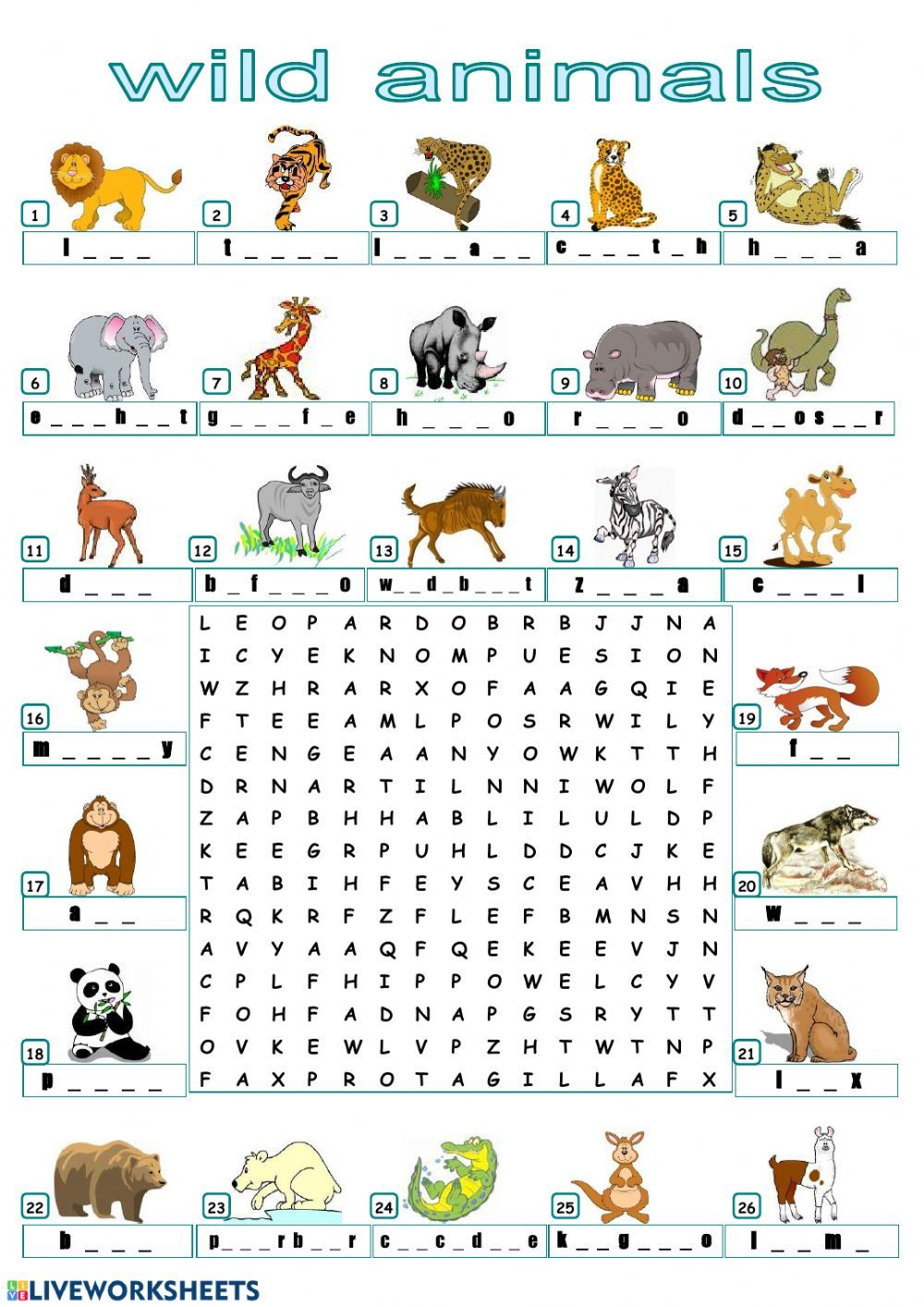 21 English Worksheets For Kids Kindergarten Animals