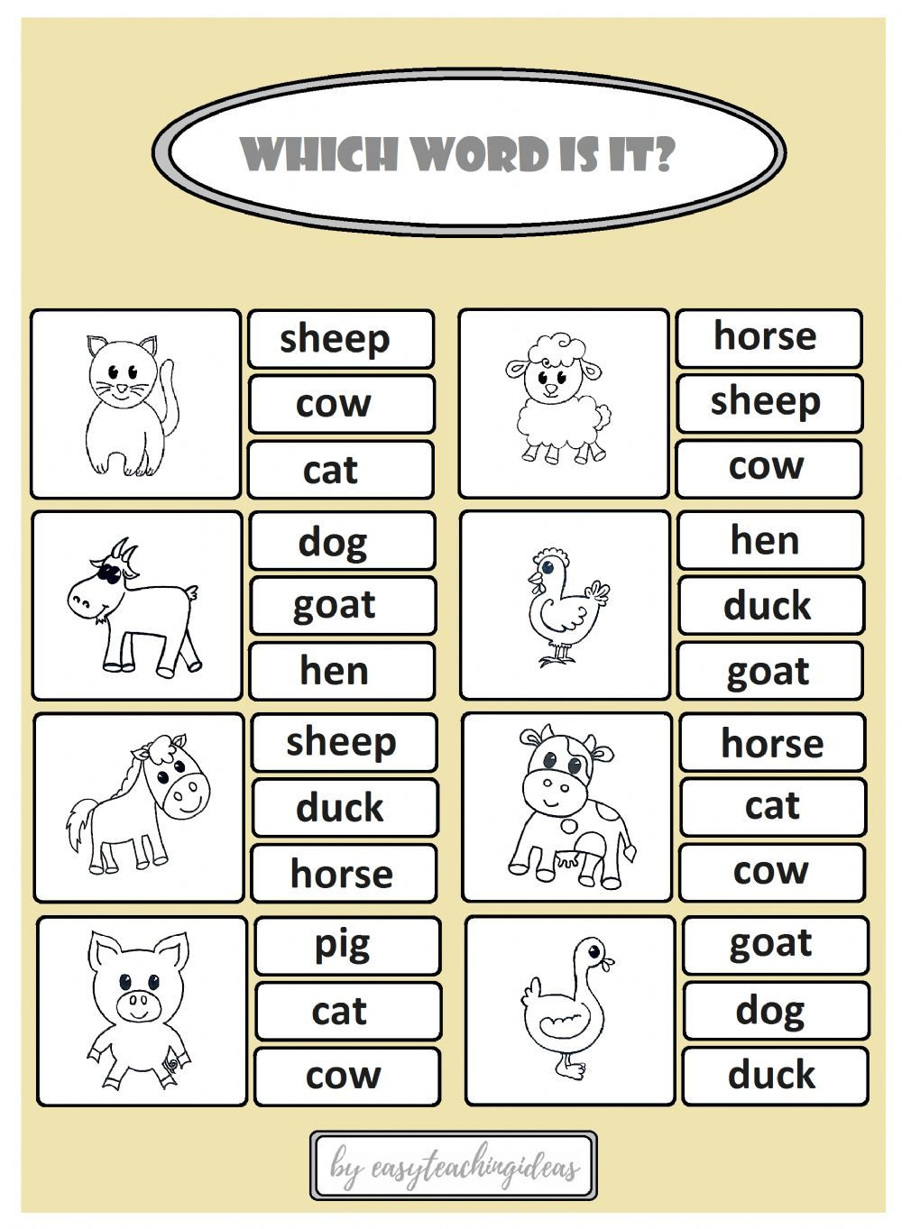 21 English Worksheets For Kids Kindergarten Animals