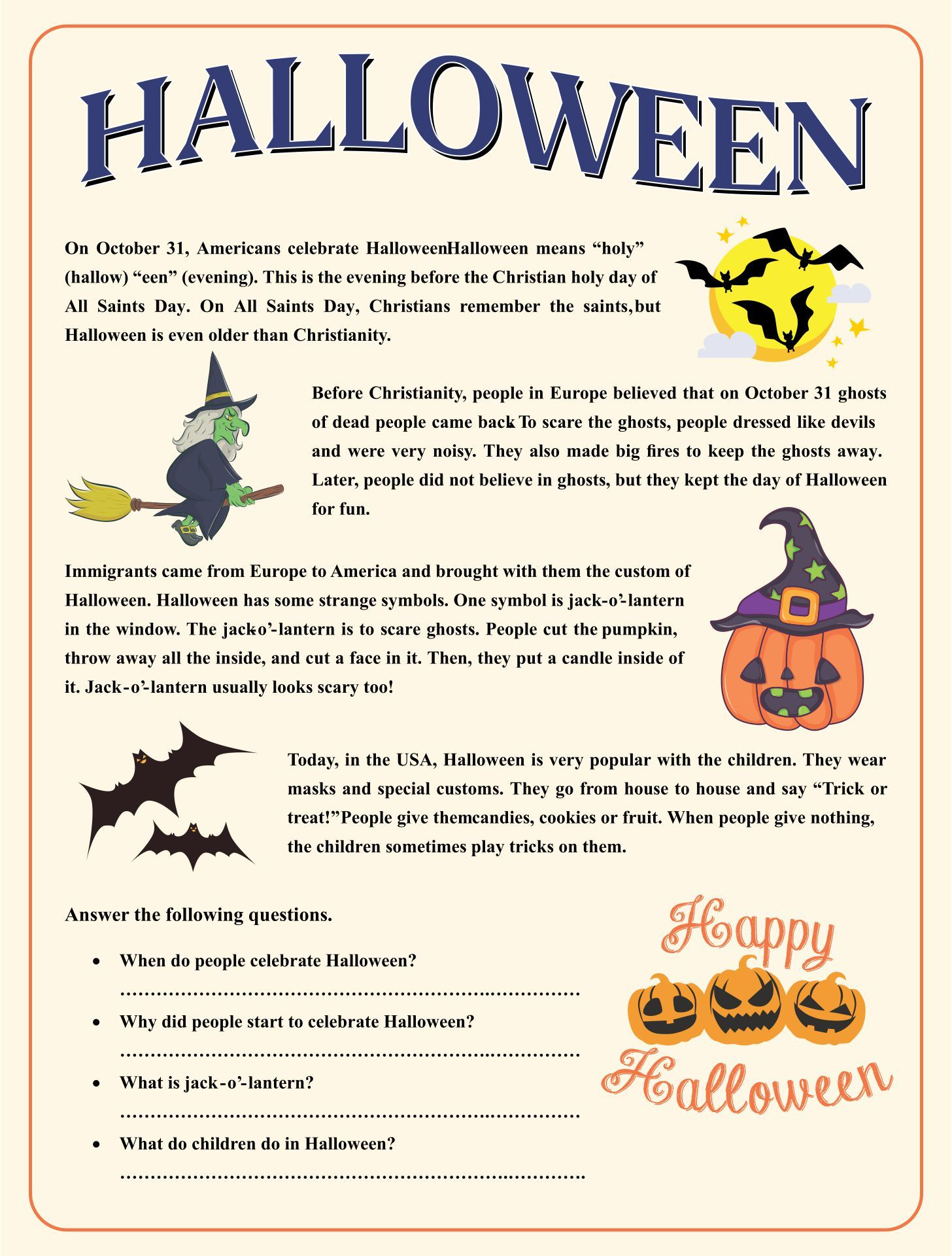 21 Free Printable Halloween Reading Worksheets For 1St Grade Literacy