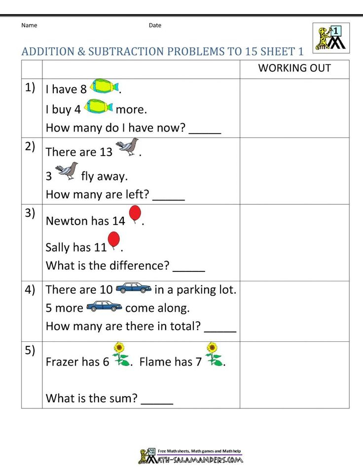 21 Kindergarten Math Worksheets Addition Word Problems 1