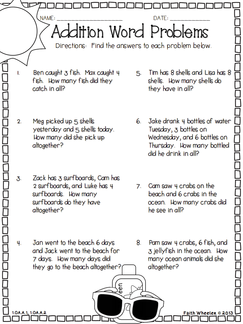 21 Kindergarten Math Worksheets Addition Word Problems 1