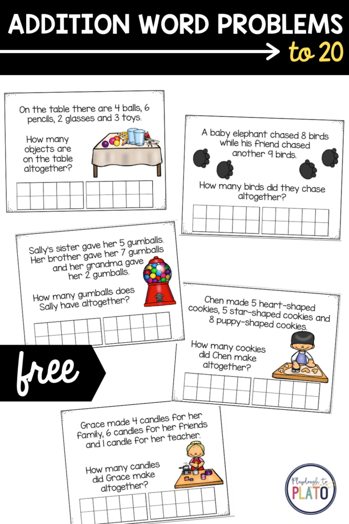 21 Kindergarten Math Worksheets Addition Word Problems 1