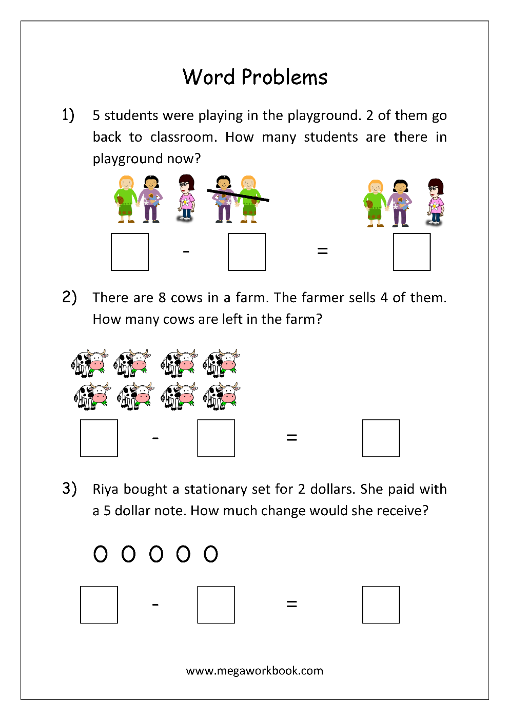21 Kindergarten Math Worksheets Addition Word Problems 1