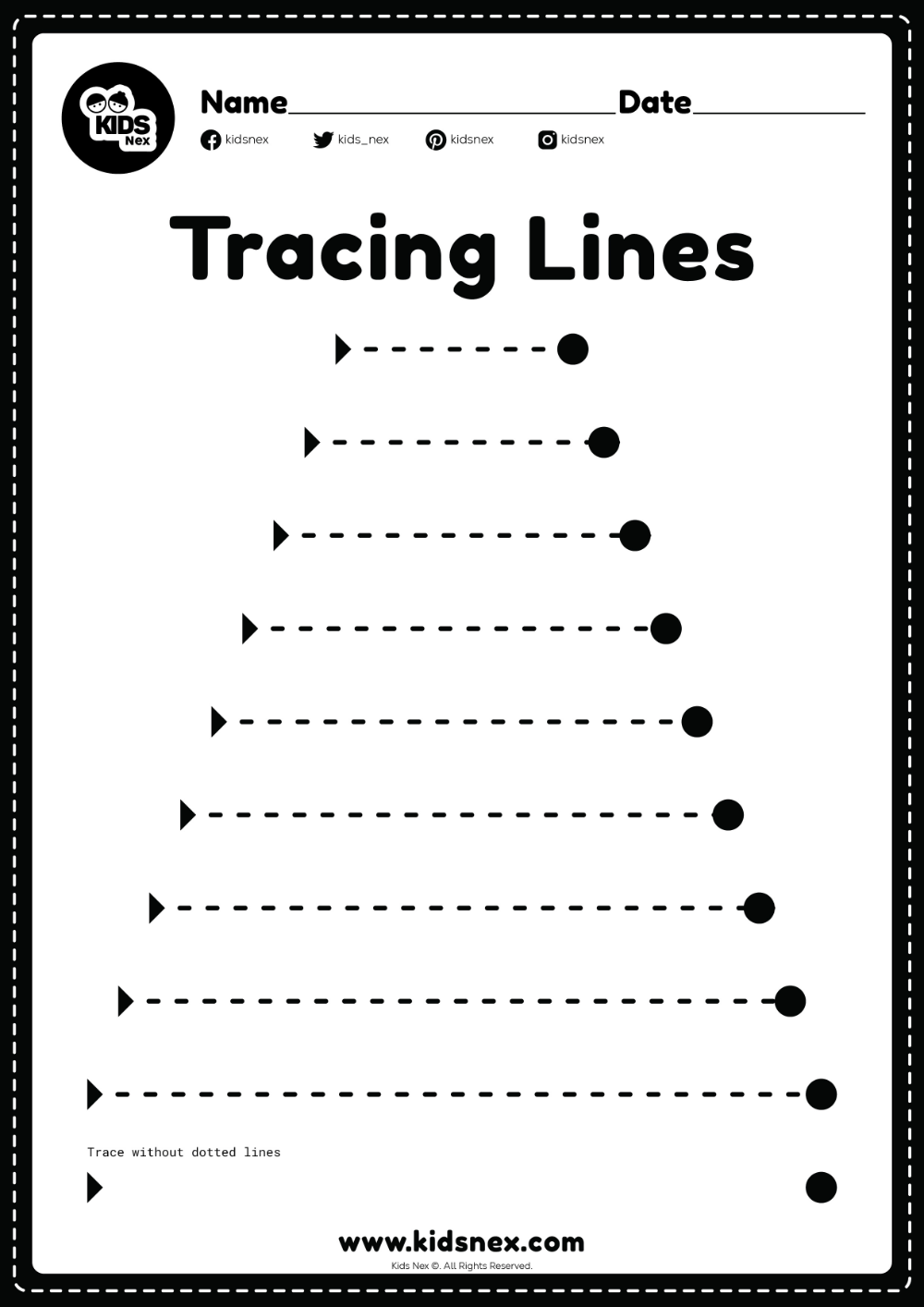 21 Line Tracing Worksheets For Kindergarten