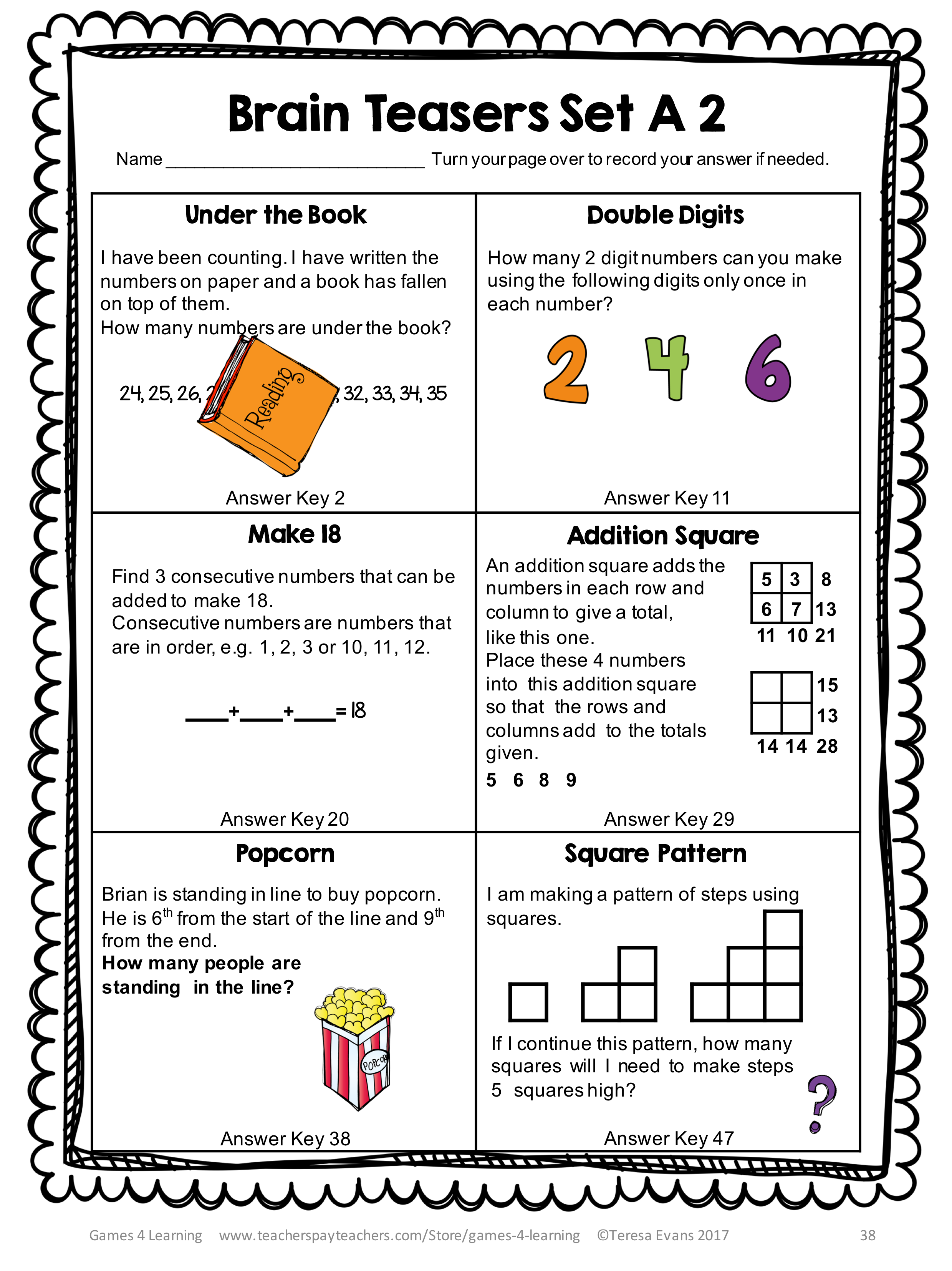 21 Math Worksheets With Riddles