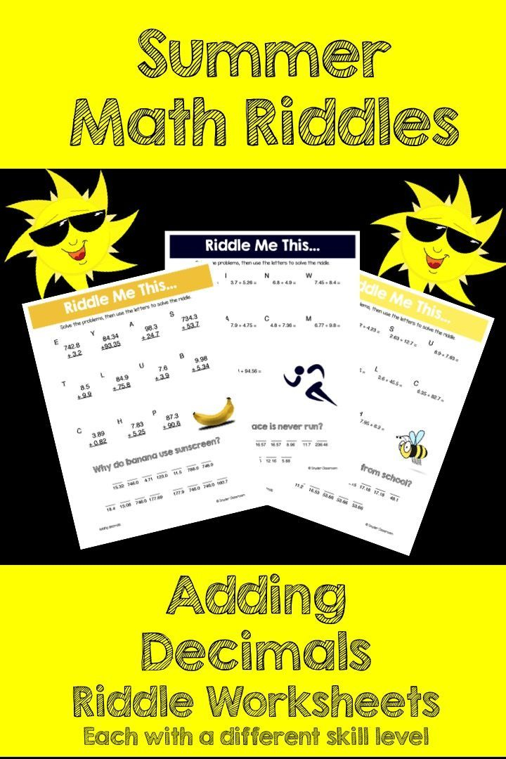 21 Math Worksheets With Riddles