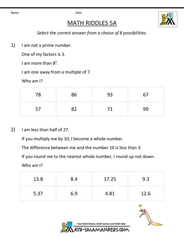 21 Math Worksheets With Riddles
