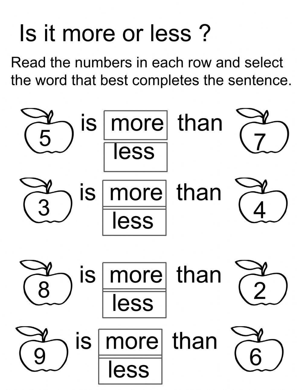 21 More And Less Worksheets Kindergarten Free